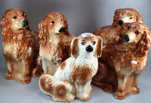 Collection of Staffordshire ceramic fireside dogs. (5) (B.P. 21% + VAT)