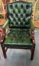 Reproduction Georgian style button upholstered library armchair. (B.P. 21% + VAT)