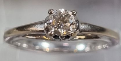 18ct white gold diamond solitaire ring, 0.30 carat, marked 'Vera Wang Love'. 4.1g approx. size K. (