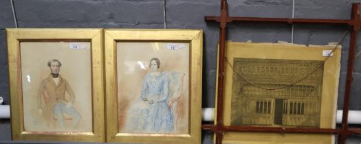 Wageman (19th century), portraits of a couple, a pair, signed and dated 1845. Watercolours.