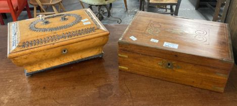 19th century continental birch sarcophagus shaped caddy, originally having had musical movement