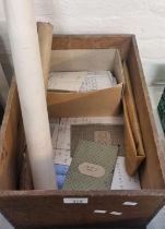 Box of ephemera to include: architectural plans, Victorian and other maintenance work builder's