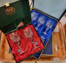 Thomas Webb crystal, a pair of cased wine glasses together with set of six Tudor full lead English