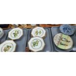 Three trays of china to include: 19th Century Royal Worcester part dessert service with hand painted