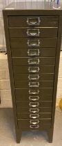 Metal multi-drawer filing cabinet. 29cm wide approx. (B.P. 21% + VAT)