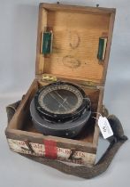 WWII period RAF aircraft compass, type R8 No. 137317B, with Air Ministry Crown and fitted box. As