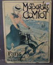 Reproduction advertising poster on board 'Motorcycles Comiot'. 83 x 67cm approx. (B.P. 21% + VAT)