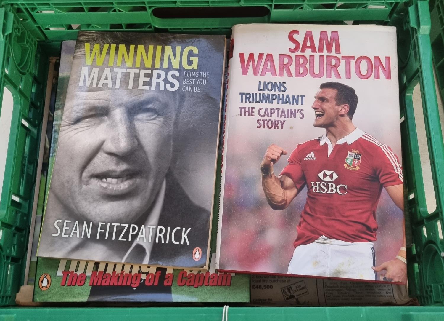 Six Rugby books, all signed to include: Gareth Edwards, Barry John, Sam Warburton, Sean