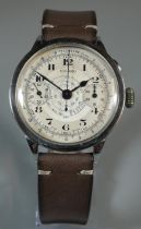Vintage Figaro steel gentleman's chronograph wristwatch with single button sweep seconds hand and