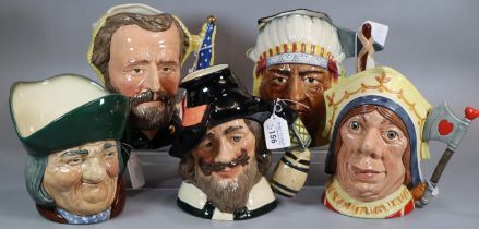 Five Royal Doulton character jugs to include: two from the Antagonists Collection two sided jugs;