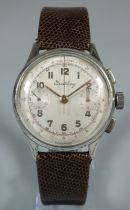 Vintage Breitling steel gentleman's chronograph wristwatch with two button sweep second hand, the