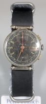 Breitling military 170 chronograph wristwatch, the black face with two button sweep second hand