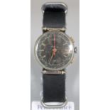 Breitling military 170 chronograph wristwatch, the black face with two button sweep second hand