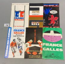 Collection of France v Wales Rugby Union International programmes to include: 1965, 69, 1975, 77, 81