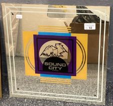 Sound City Guitar Strings advertising mirror. 39x38cm approx. Unframed. as used by Eric Clapton. (