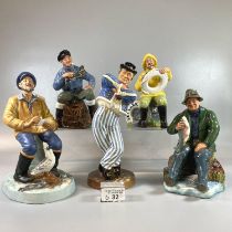 Five Royal Doulton bone china figurines to include: 'The Lobster Man', 'The Hornpipe', 'A Good