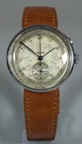 Vintage Vulcain steel chronograph gentleman's wristwatch with single button sweep seconds hand and