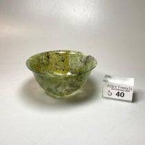 Chinese spinach jade bowl. 10.5cm diameter approx. (B.P. 21% + VAT)