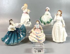 Five Royal Doulton bone china figurines to include: 'Sunday Best', 'Reward', 'Joy' etc. (5) (B.P.