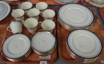 Two trays of Minton 'Consort' design fine bone china items to include: various plates, teacups and