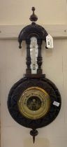 Early 20th Century walnut carved wall barometer. (B.P. 21% + VAT)