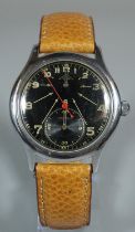 An unusual Solix vintage steel Doctors regulator type wristwatch with sweep seconds hand and two