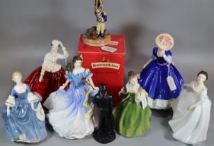 Six Royal Doulton figurines to include: figure of the year 1998 'Rebecca' HN4041, 'Hilary'