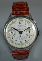 Vintage Philip Watch steel gentleman's chronograph wristwatch with single button, sweep seconds hand
