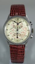 Gallet vintage steel gentleman's chronograph Doctors regulator style wristwatch, having two button