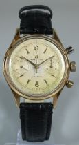 Vintage Breitling gold plated gentleman's chronograph wristwatch, having two button sweep second