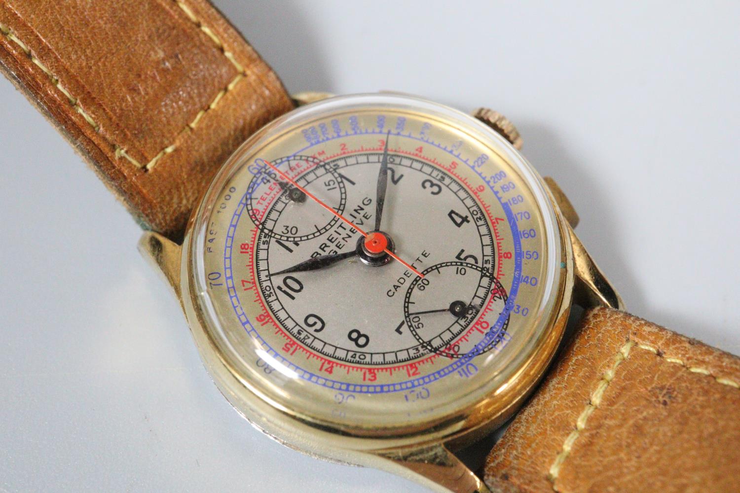 Vintage Breitling 'Cadette' gold plated gentleman's chronograph wristwatch with two button sweep - Image 2 of 2