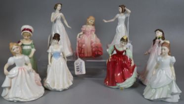 Collection of small Royal Doulton figurines to include: 'Rose' HN1368, 'Melody' HN4117, 'Flowers for