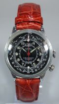 Pierce Swiss 'Chronographe' military style single button mechanical wristwatch with two additional