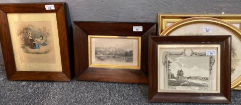 Group of 19th century rosewood framed prints and other prints. (5). (B.P. 21% + VAT)