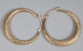 Pair of 9ct gold hoop earrings. 3.1g approx. (B.P. 21% + VAT)