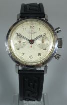 Vintage Breitling gentleman's steel chronograph wristwatch with two button sweep second hand and two