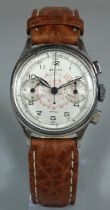 A World War II period Gallet Commander steel chronograph wristwatch with Excelsior Park movement,