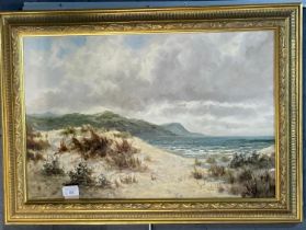 L Richards (20th century), coastal study with sand dunes, signed. Oils on canvas. 40x60cm approx.
