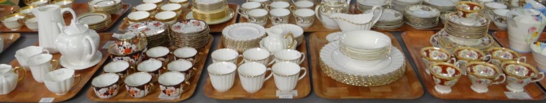 Five trays of china to include: Royal Albert 'Lady Hamilton' design part teaset, Spode 'Midas'