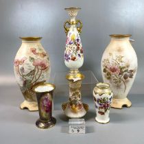 Collection of Royal Doulton floral vases, two signed T. Ewood, the tallest 23.5cm approx. (6) (B.