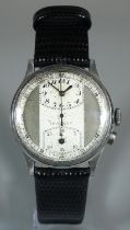 Gallet vintage Art Deco design steel gentleman's chronograph regulator style wristwatch with