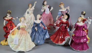 Collection of nine Royal Doulton figurines to include: 'Deborah' HN3644, figure of the year 1991 '