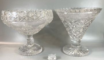 Two good quality heavy cut glass bowls, one of conical form. The tallest 27cm high approx. (2) (B.P.