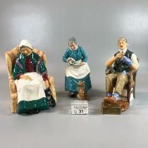 Three Royal Doulton bone china figurines to include: 'The Favourite', 'Forty Winks' and 'The