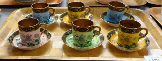 Six Paragon S.C & Co china 'Old Chinese' design coffee cups and saucers. (B.P. 21% + VAT)