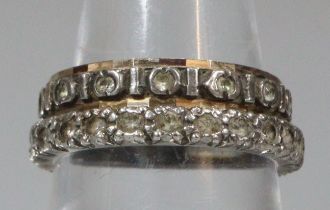 9ct white gold eternity ring. 2.5g approx. Size M. Together with a silver eternity style ring. (