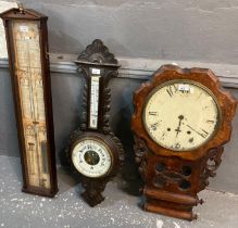 Reproduction limited addition Admiral Fitzroy type barometer, early 20th century carved and