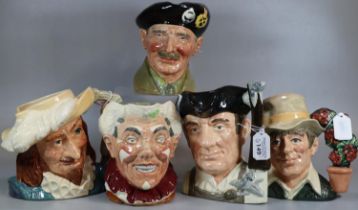 Collection of five Royal Doulton character jugs to include: 'Scaramouche' D6814, white haired 'The