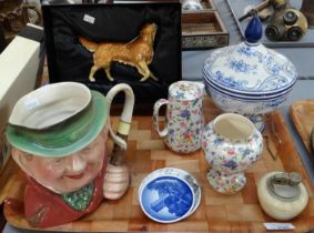 Tray of china to include: a Burleigh ware Tony Weller character jug, Royal Minton Grimwades floral