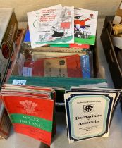 box of assorted Rugby Union programmes to include: Cardiff V South Africa 1960, various Wales